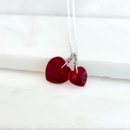 Collier Coeurs En Cristal Rouge