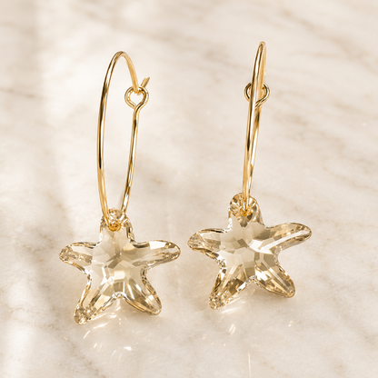 Pendientes aros estrella de mar dorados