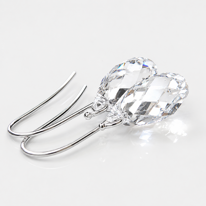 Pendientes de lágrima de cristal transparente