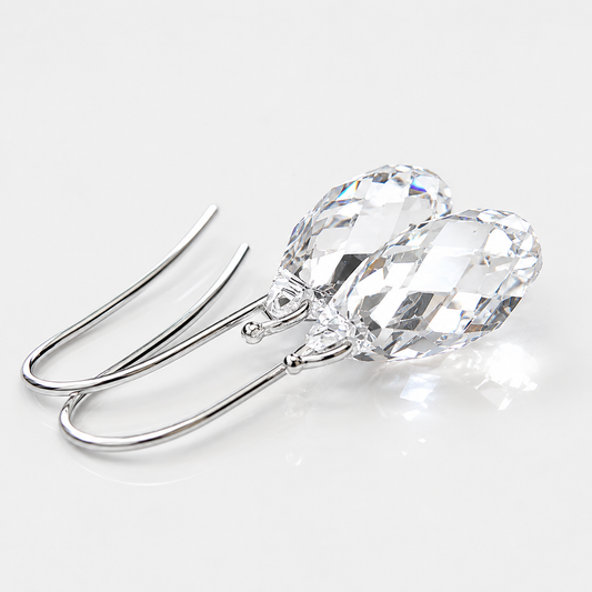 Pendientes de lágrima de cristal transparente