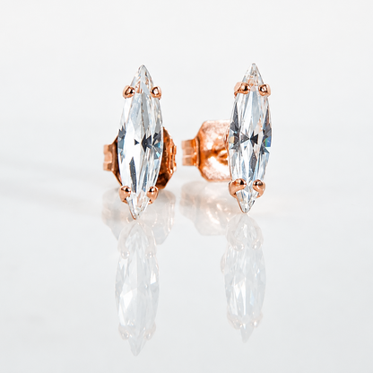 Tiny Rose Gold Marquis Crystal Stud Earrings – Clear Swarovski® Stud Earrings