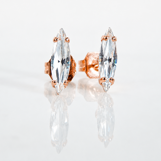 Tiny Rose Gold Marquis Crystal Stud Earrings – Clear Swarovski® Stud Earrings
