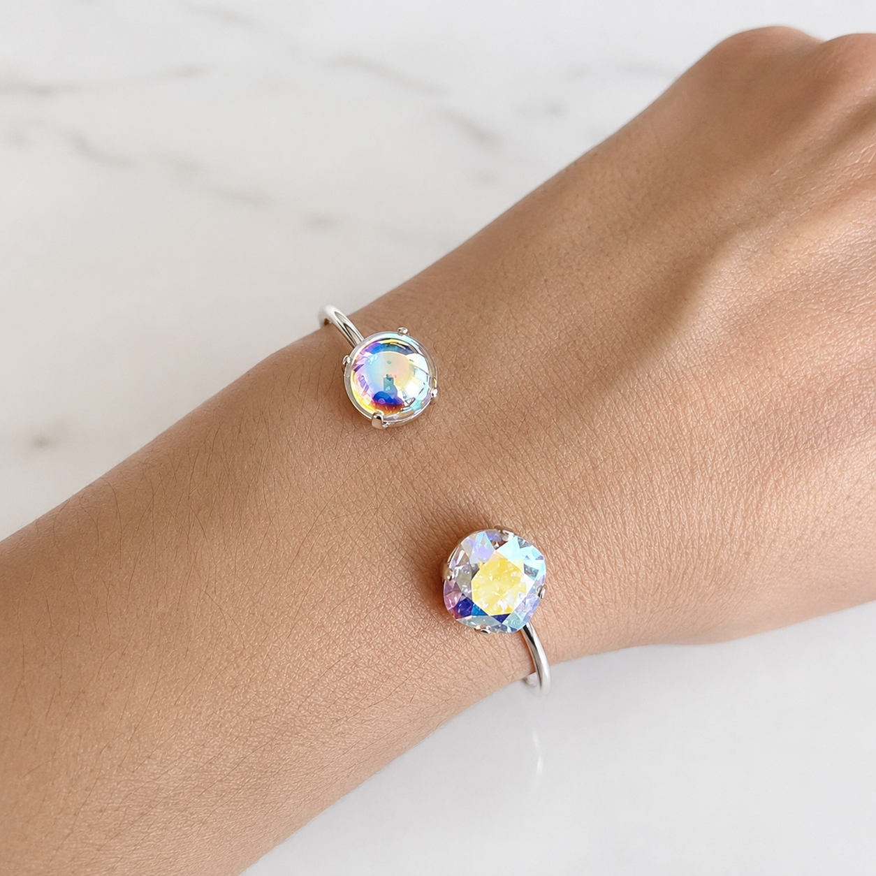 Clear AB Rose Gold Open Cuff Bracelet | Swarovski® Crystal Bracelet