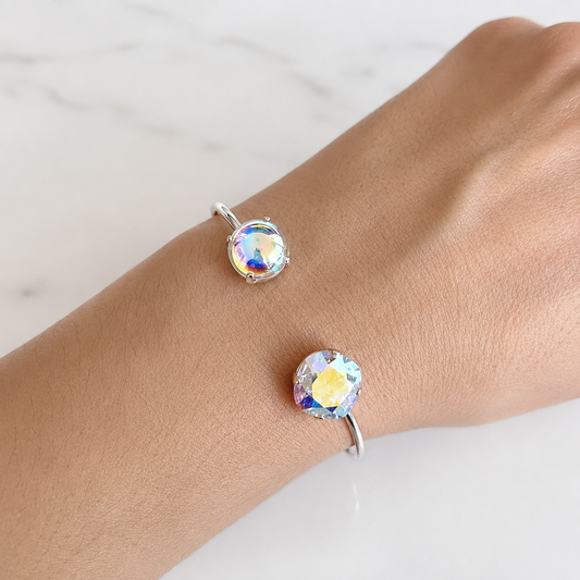 Clear ab rose gold open cuff bracelet