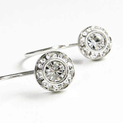 Clear Swarovski® Crystal Dangle Earrings – Halo Drop Earrings