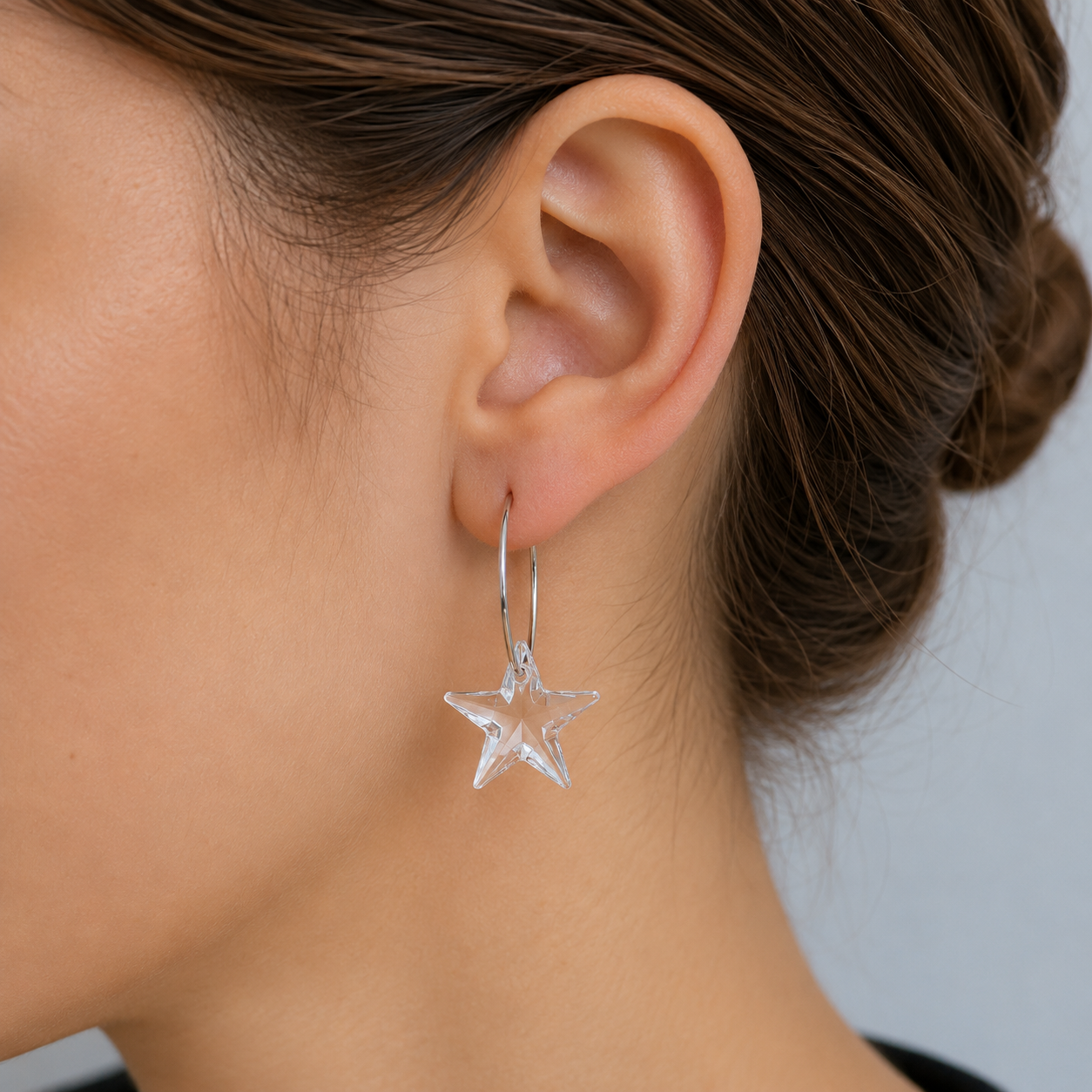 Boucles d'oreilles créoles étoiles transparentes