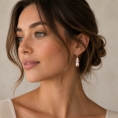 Boucles d'oreilles blush perle or rose
