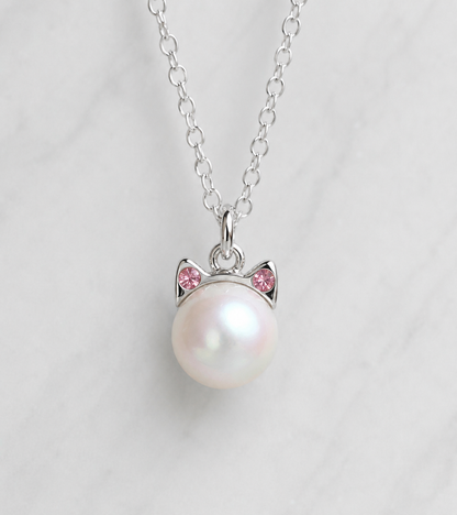 Collar gato perla blanca