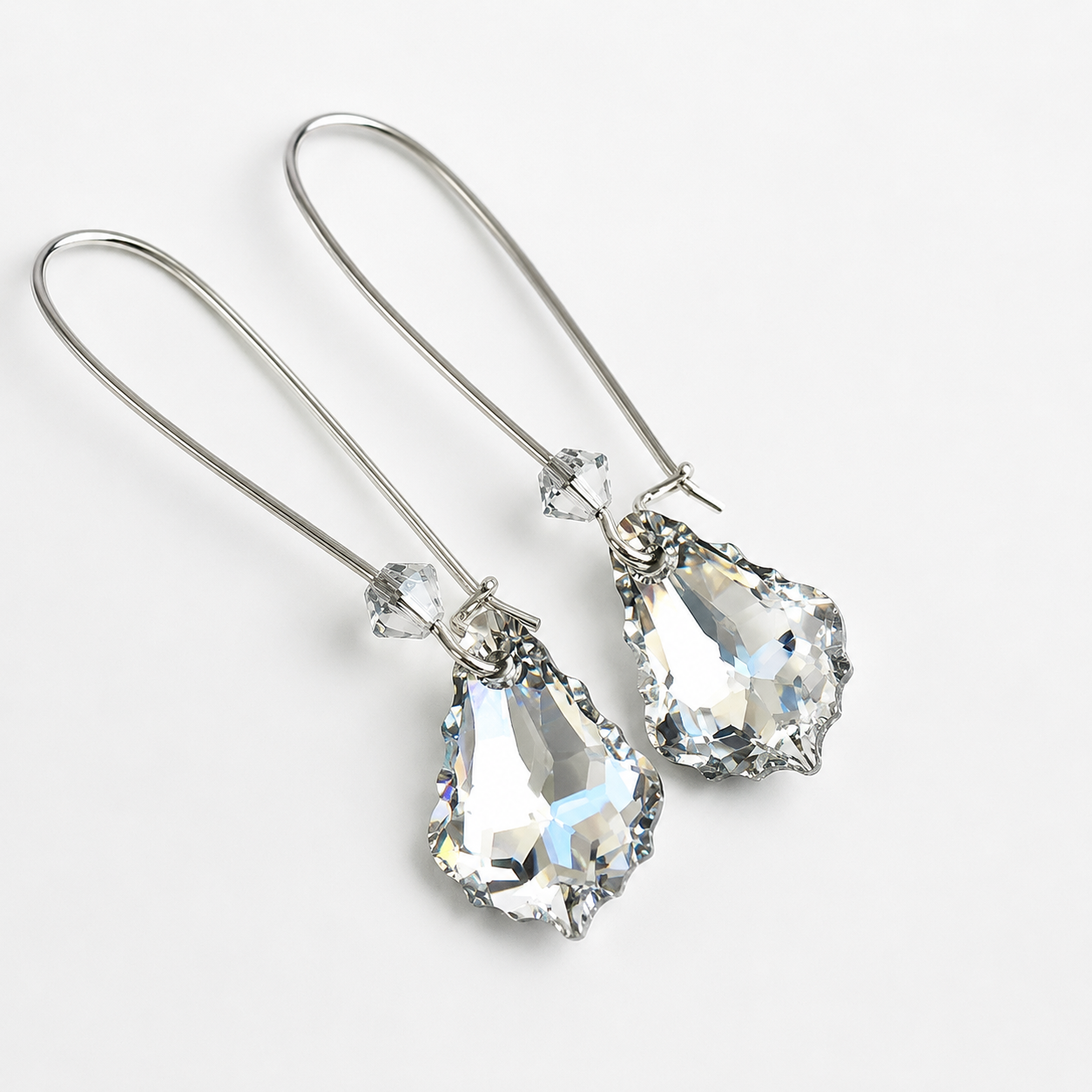 Pendientes largos candelabros de cristal transparente