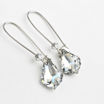 Pendientes largos candelabros de cristal transparente