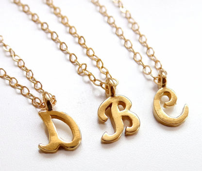 Delicate Gold Personalized Script Initial Necklace – Custom Letter Charm Necklace as Seen on Fuller House