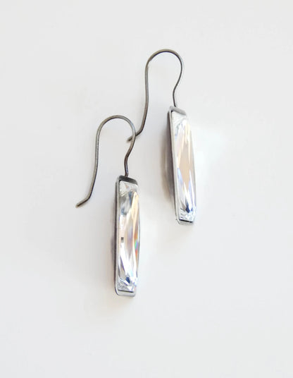 Clear large crystal baguette earrings