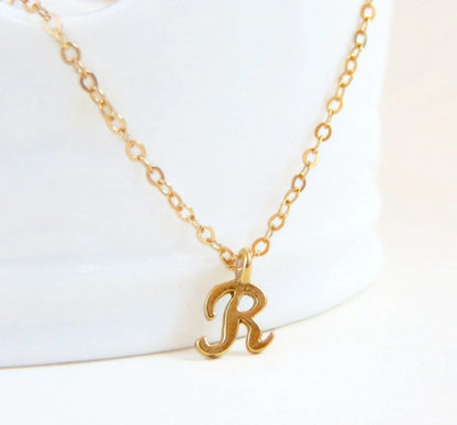 Delicate Gold Personalized Script Initial Necklace – Custom Letter Charm Necklace as Seen on Fuller House