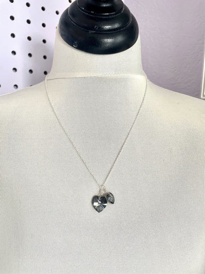 Two hearts necklace crystal necklace in black diamond