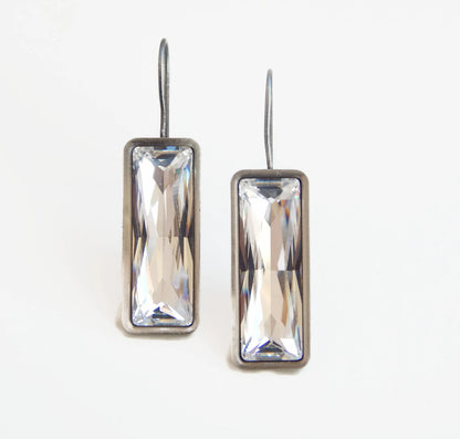 Clear large crystal baguette earrings