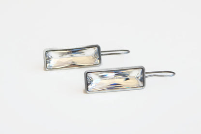 Clear large crystal baguette earrings