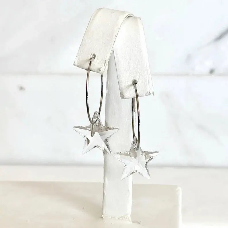Crystal clear star hoop earrings LoveYourBling