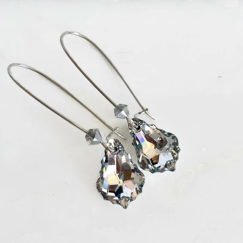 Boucles d'oreilles longues chandelier en cristal incolore