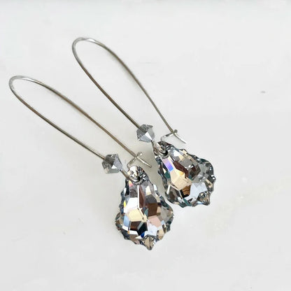 Long clear crystal chandelier earrings