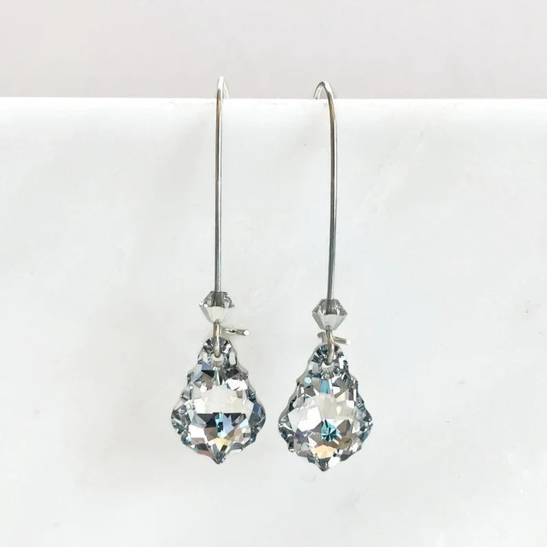 Boucles d'oreilles longues chandelier en cristal incolore