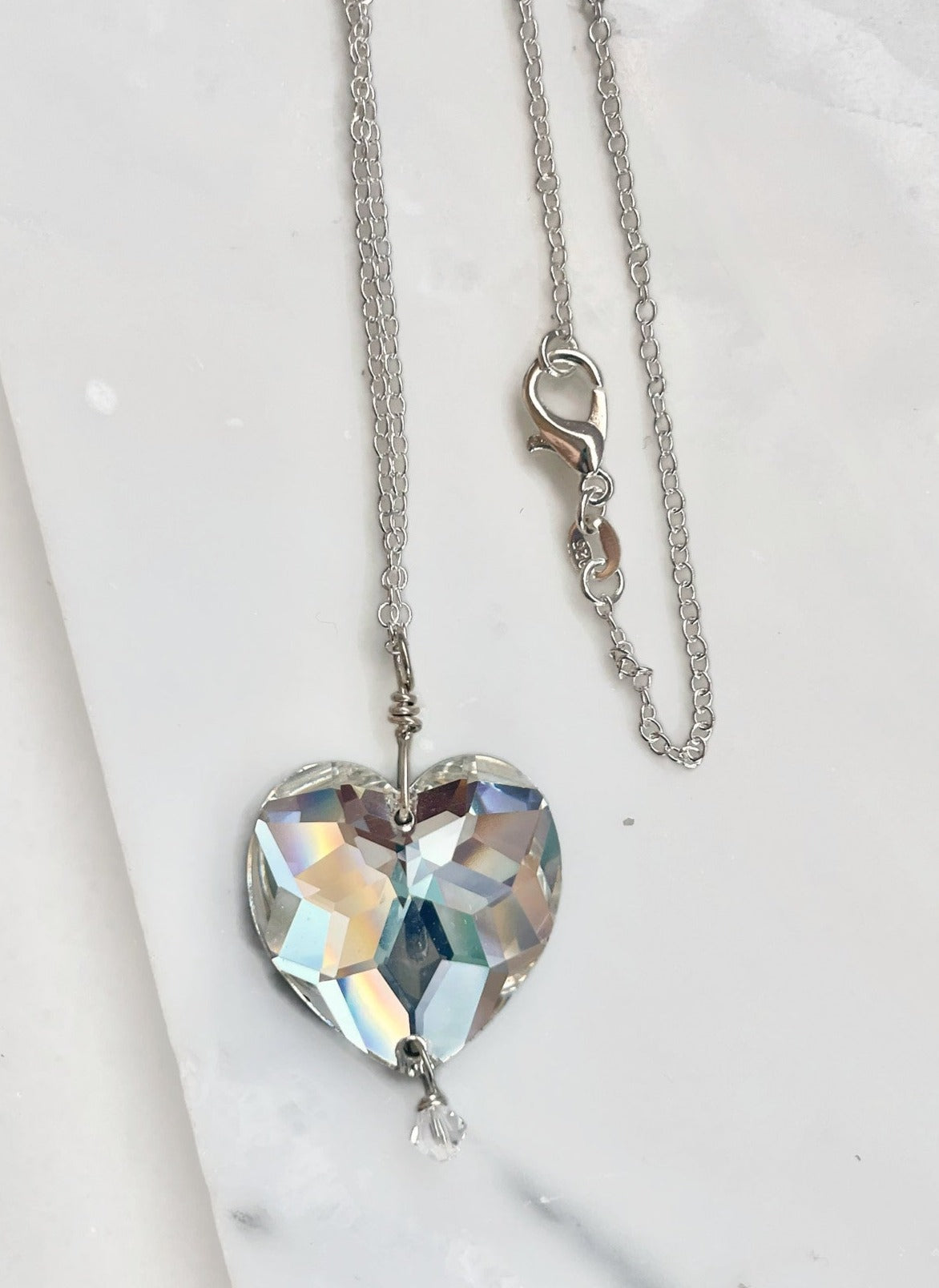 clear crystal heart necklace