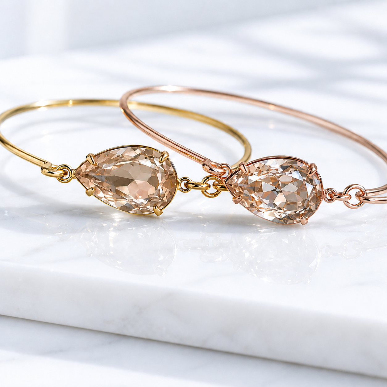Crystal teardrop bangle bracelet