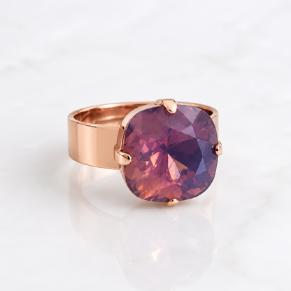 Lavender Opal Statement Ring – 12mm | 24K Rose Gold Plated | Wide Band