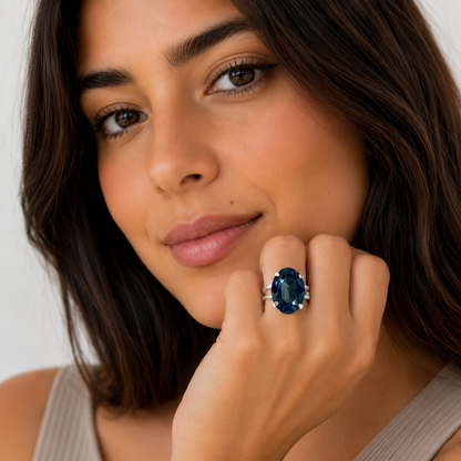 Bague ovale cristal rose clair