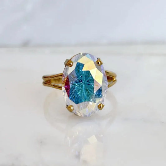 Bague ovale en cristal violet