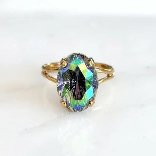 Bague ovale en cristal violet