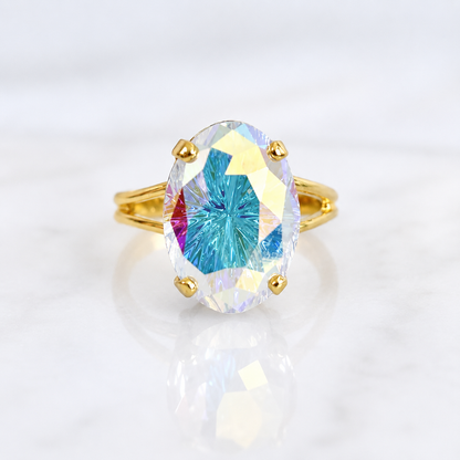 Anillo Ovalado de Cristal Morado