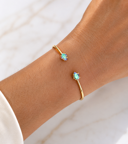 Brazalete abierto dorado en cristal dorado