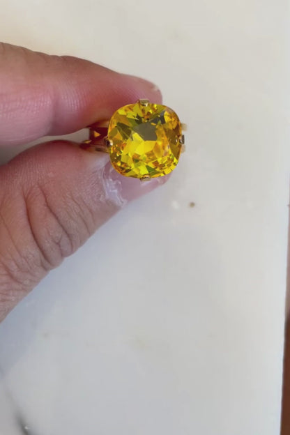 Bague cristal jaune citrine