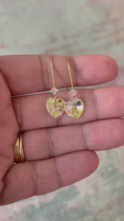 Clear ab crystal heart earrings