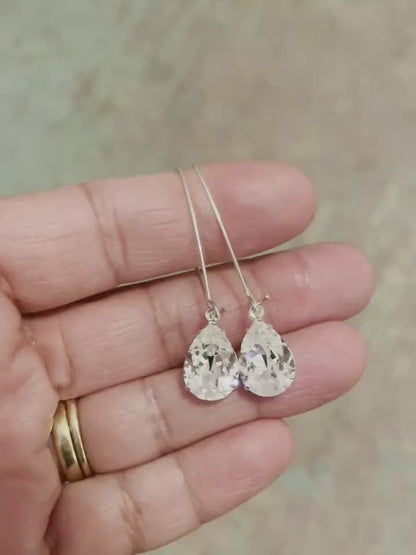 Clear Teardrop Crystal Earrings | Bridal Crystal Earrings