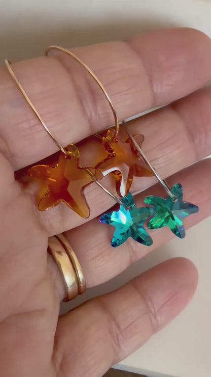 Pendientes aros estrella de mar dorados