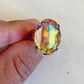 Iridescent crystal oval ring