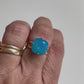 Blue opal square stone crystal ring