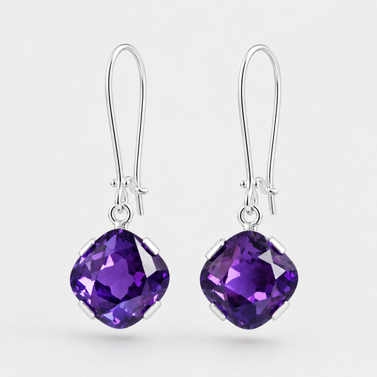 Royal Purple Crystal Dangle Earrings