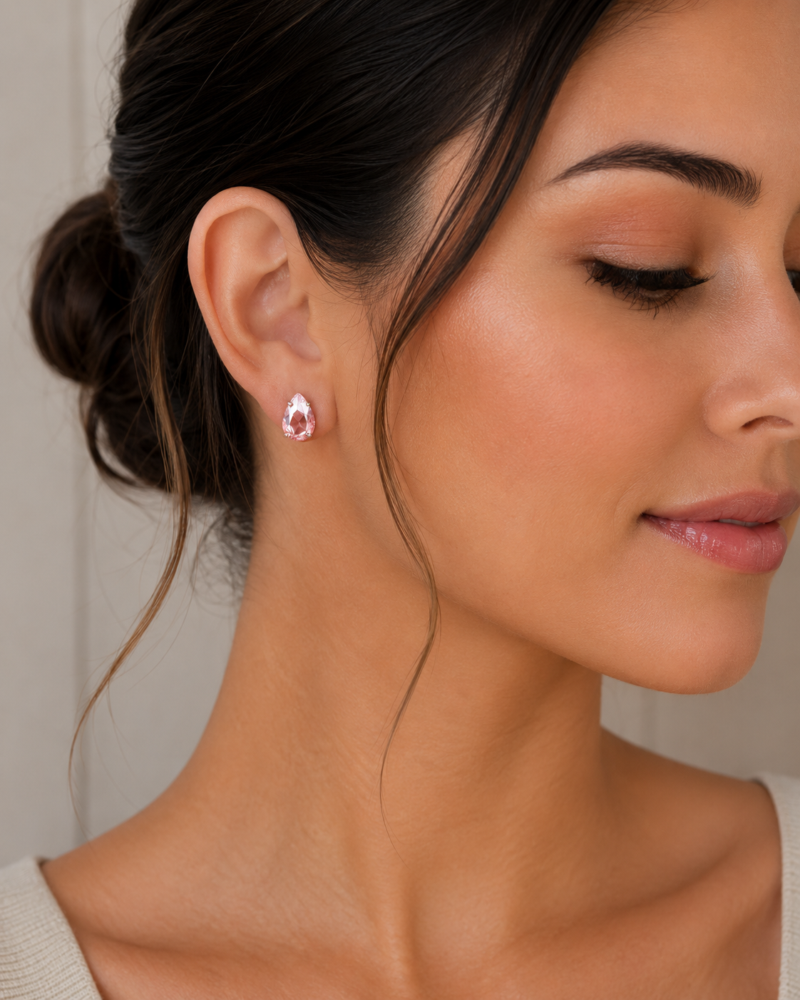 Rose gold earrings with rose ab Swarovski crystals