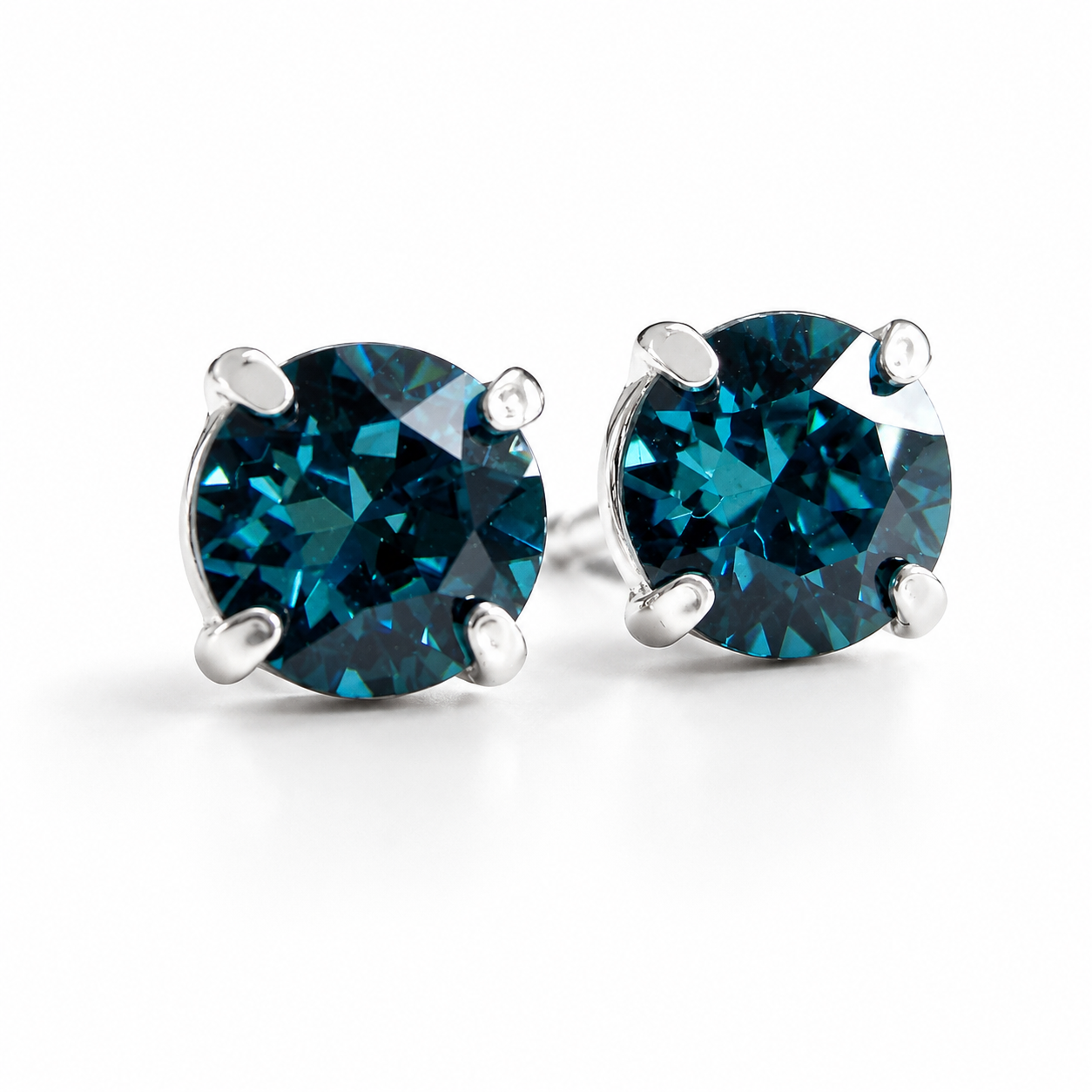 Pendientes de poste de cristal azul verde azulado