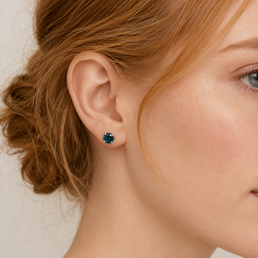 Teal Blue Crystal Post Earrings