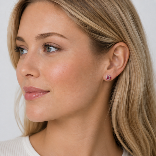 Vintage Crystal Fuchsia Pink Post Earrings