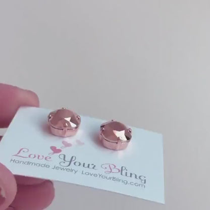 Rose gold square stud earrings