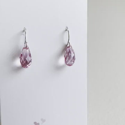 Boucles d'oreilles en forme de goutte de cristal rose