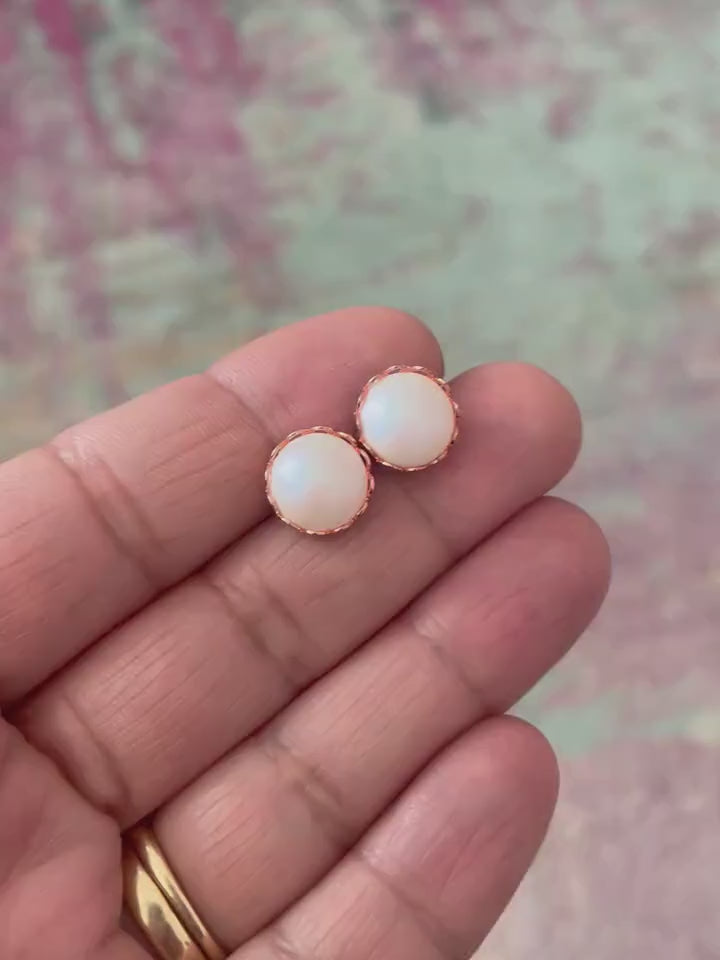 Rose Gold, Diamond & Pink Enamel Egg Drop Earrings |