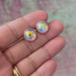 Rainbow crystal bubble stud earrings