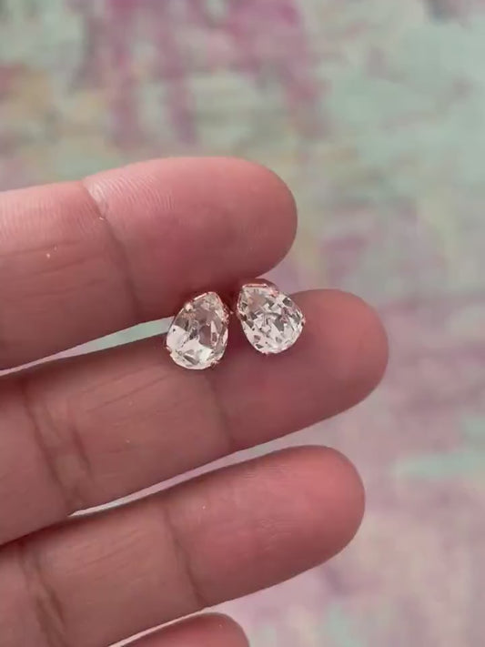 Rose gold pear stud earrings