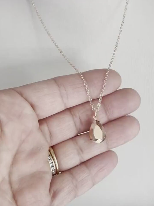 Rose gold mirror crystal necklace