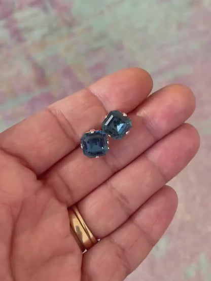 Pendientes Poste Cristal Azul Marino